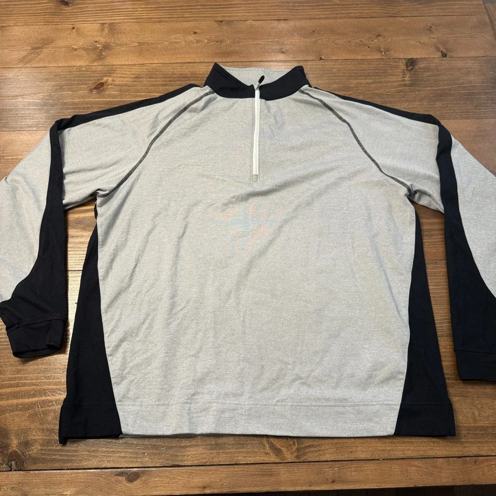 Footjoy Pullover Mens Large 1/4 Zip Golf Performance Gray Black Stretch‎